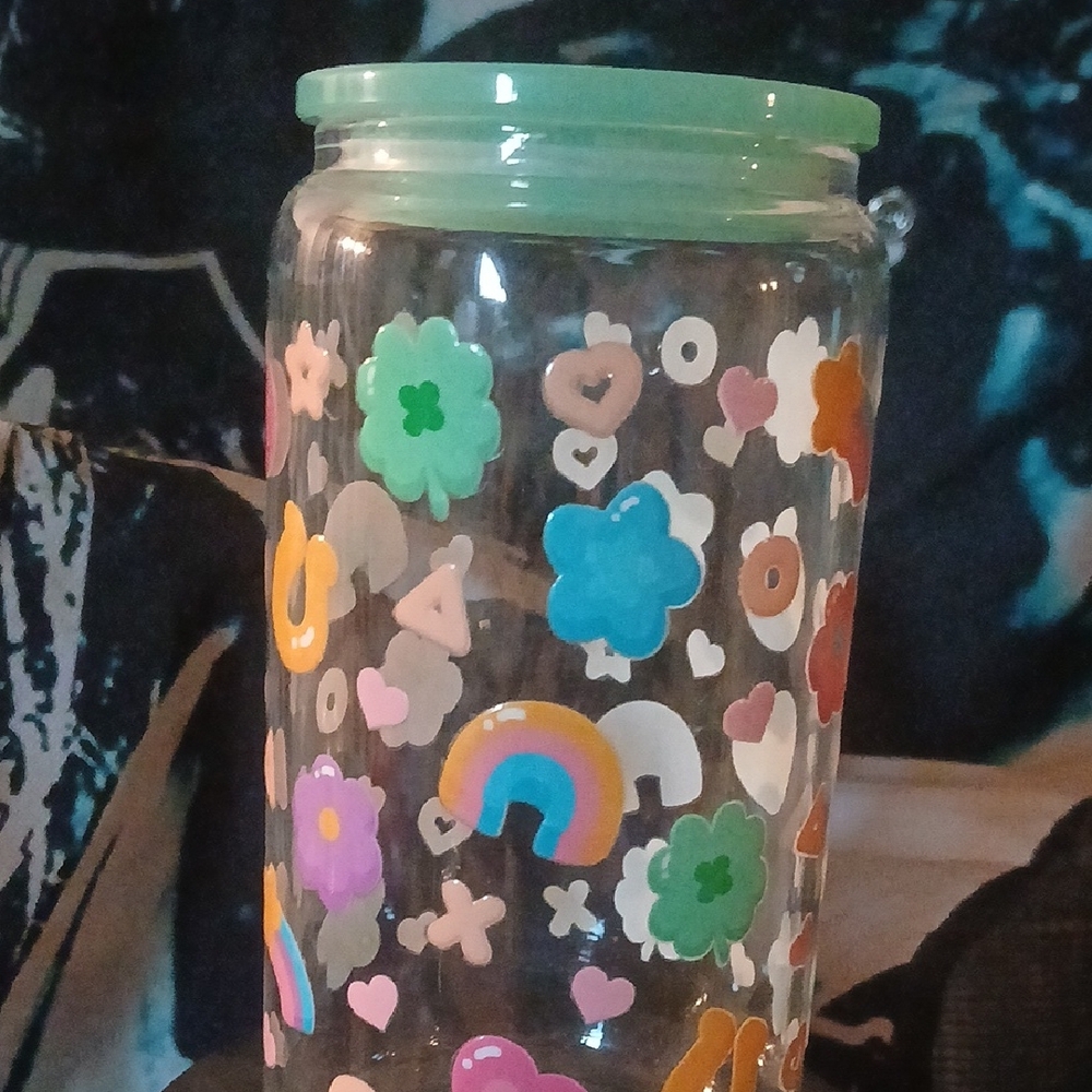Colorful Sticker Glass Jar